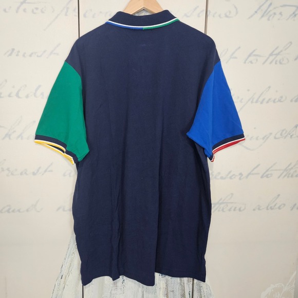 NWT Polo Ralph Lauren Polo Shirt XLT Tall Blue Green Colorblock Sleeves $125 - Picture 2 of 8